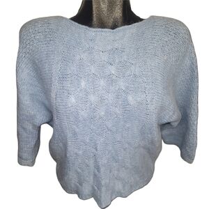 Carina Ricci Light Blue Cropped Dolman Sleeve Wool Blend Sweater S